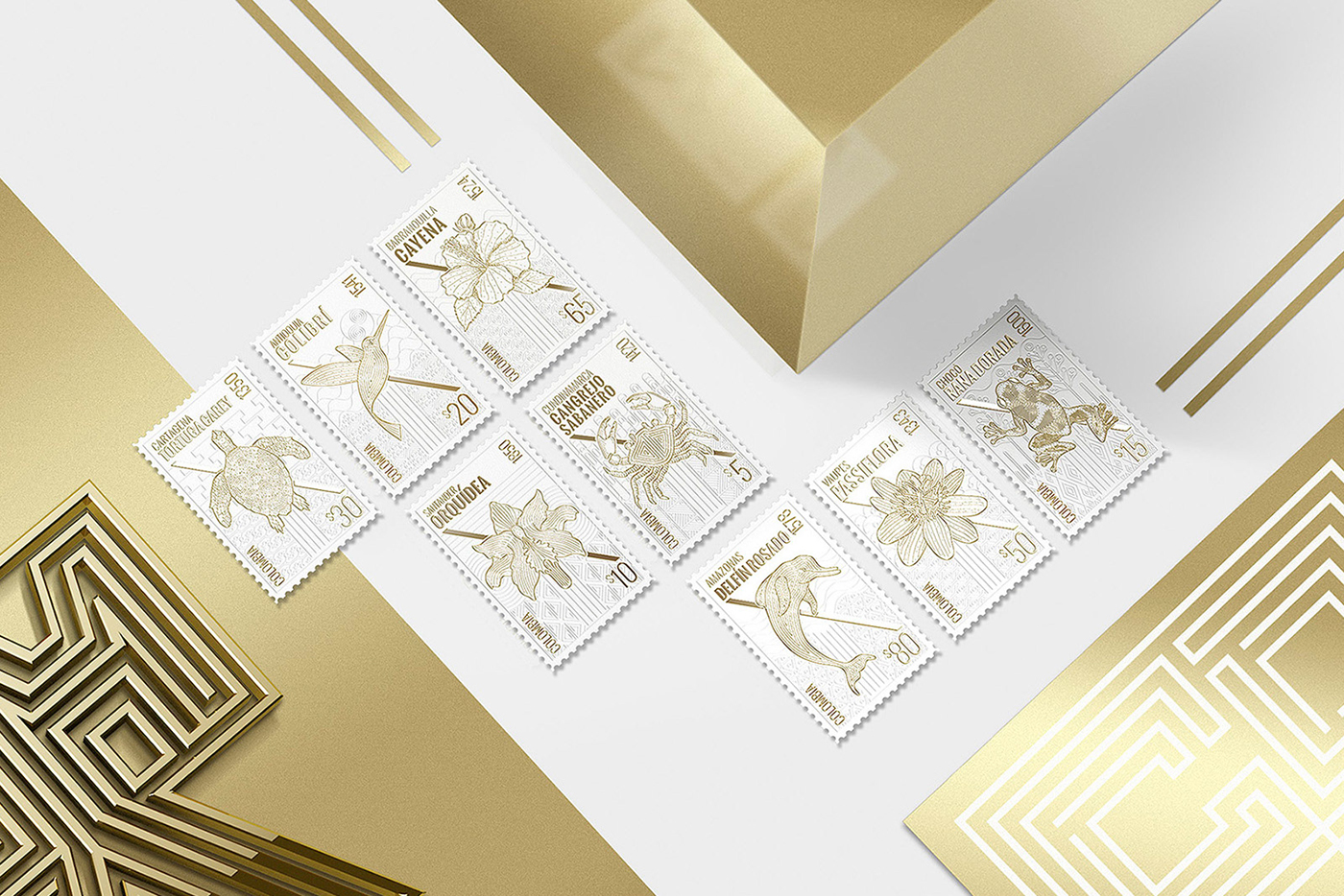 國外城市插畫郵票品牌vi設(shè)計案例，城市品牌vi設(shè)計，vi形象設(shè)計，深圳vi設(shè)計，左右格局