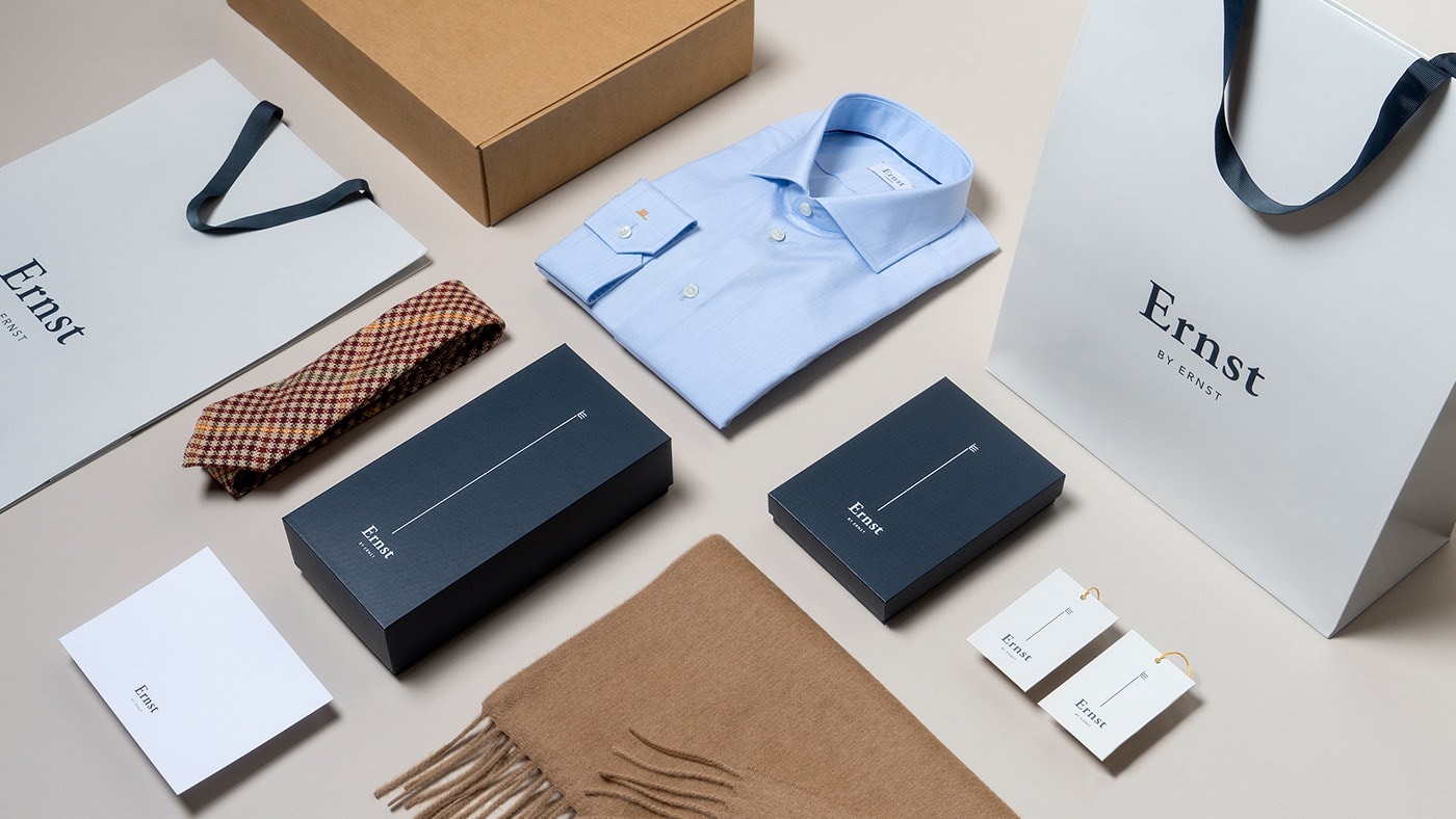 Ernst挪威經(jīng)典優(yōu)雅男裝品牌VI設(shè)計(jì)和包裝設(shè)計(jì)，服裝VI設(shè)計(jì)，服裝包裝設(shè)計(jì)，深圳VI設(shè)計(jì)，左右格局